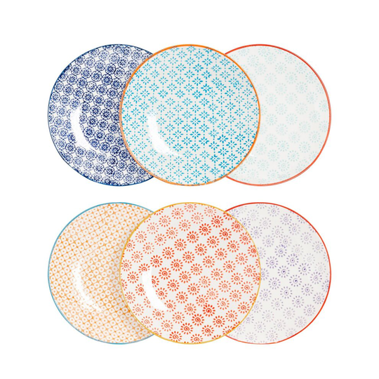 Patterned Dessert Side Wedding Porcelain Kitchen Plates - 6 Designs - 180mm x6