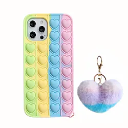 Phone Case For Apple Back Cover Fidget Case Dustproof Fidget Toys Push Pop Bubble Heart TPU Lightinthebox
