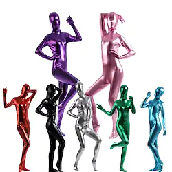 Shiny Zentai Suits Spandex Latex Cosplay Costumes Men's Women's Solid Colored Halloween / Leotard / Onesie / Leotard / Onesie / High Elasticity Lightinthebox