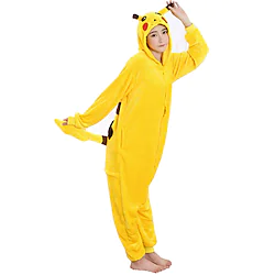 Adults' Halloween Props Holiday Jewelry Kigurumi Pajamas Pika Pika Patchwork Onesie Pajamas Flannel Toison Cosplay For Men and Women Christmas Animal Sleepwear Cartoon Festival / Holiday Costumes Lightinthebox