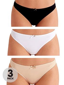 Pretty Polly Olivia 3PP Bikini - Black/White/Nude, Black/White/Nude, Size M, Women