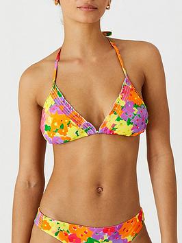Accessorize Pop Floral Ruffle Bikini Top, Multi, Size 8, Women