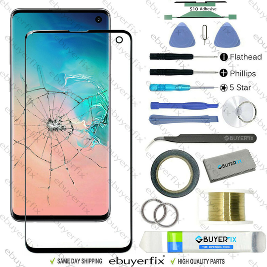 ebuyerfix® Front Glass Screen Lens Repair Kit for Samsung Galaxy S10 Black