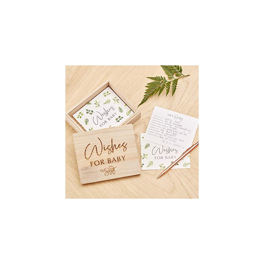 Ginger Ray Botanical Baby Shower Advice Cards & Keepsake Box Wood