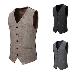 The Great Gatsby Vintage Gothic Steampunk Masquerade Vest Waistcoat Outerwear Men's Adults' Slim Fit Costume Vintage Cosplay Event / Party Sleeveless Vest Halloween / Washable / Carnival / Polyester Lightinthebox