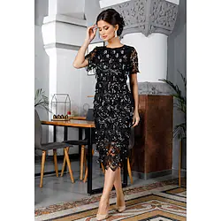 Lady Classical Elegant Cocktail Dress Dress Women's Adults' Sequins Tassel Fringe Costume Vintage Cosplay Event / Party Wedding Party Festival Short Sleeve Knee Length Normal Dress Valentine's Day Lightinthebox