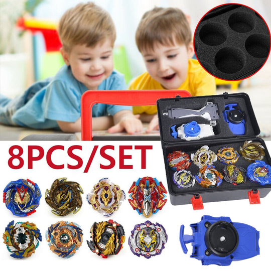8PCS Boxed Bayblade Beyblade Burst Set + 2 Launcher Fight Battle Kids