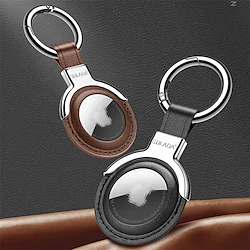 Phone Case For Apple AirTag AirTag Case AirTag With Keychain Full Body Protective Anti-lost Solid Colored Metal PU Leather Lightinthebox