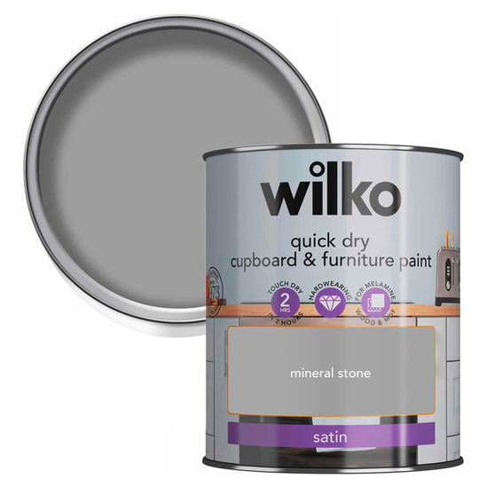 wilko Mineral Stone Quick Dry Cupboard & Furniture Paint, Hardwearing, 750ml