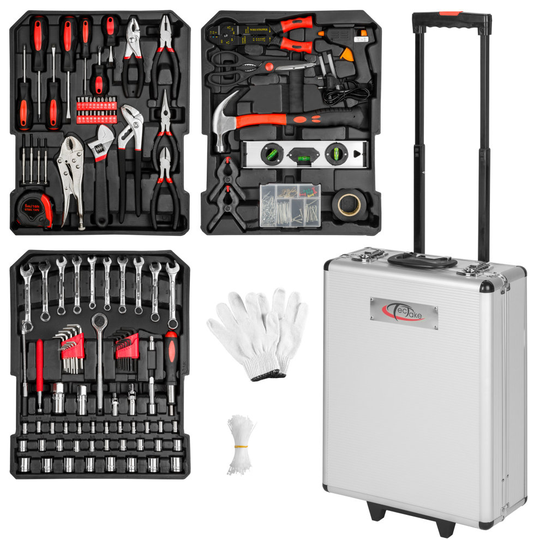 tectake Tool box trolley 799 pieces - tool box on wheels, tool case, tool trolley - black