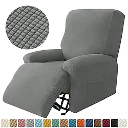 1 Set of 4 Pieces Stretch Recliner Cover Jacquard Spandex Recliner Couch Covers Recliner Chair Cover Form Fitted Non Slip Reclining Slipcovers for Standard Large Recliner,Chivas Sofa Lightinthebox