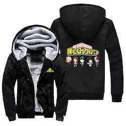 Inspired by My Hero Academia Todoroki Shoto Bakugou Katsuki Deku Hoodie Outerwear Sherpa Jacket Anime Graphic Outerwear For Men's Women's Unisex Adults' 3D Print 100% Polyester Casual Daily Lightinthebox