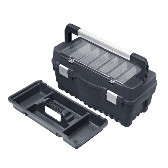 (600 RS) Large Plastic Black Lockable Lid Storage Toolbox