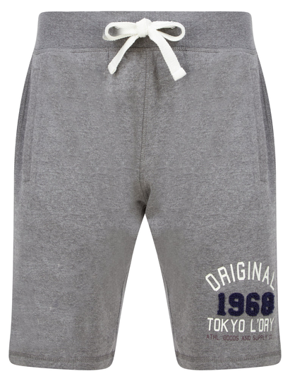 Jogger Shorts OG Tokyo Motif Brushback Fleece Jogger Shorts in Mid Grey Marl - Tokyo Laundry / S - Tokyo Laundry