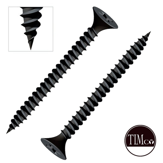 25x FINE THREAD BLACK DRYWALL SCREWS M3.5 x 45mm