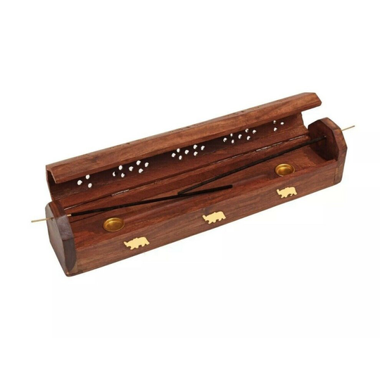 Wooden Incense Stick Holder Burning Joss Incense Box Incense
