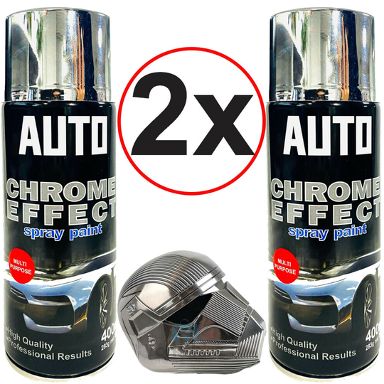 2x PCs Chrome Foil Mirror Metallic Effect Auto Aerosol Spray Paint DIY Car 400ml
