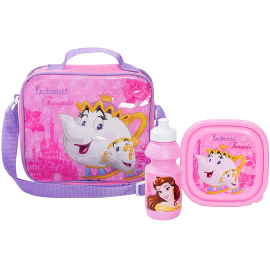 Disney Beauty And The Beast 3 Piece Lunch Bag Box Set