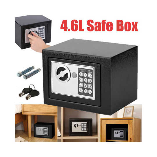 4.6L DIGITAL STEEL SAFE ELECTRONIC SECURITY MONEY SAFETY BOX Black
