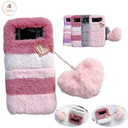 Phone Case For Samsung Galaxy Flip Z Flip 4 Z Flip 3 Flip Full Body Protective Dustproof Heart Plush Plush PC Lightinthebox