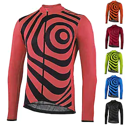 21Grams Men's Cycling Jersey Long Sleeve Bike Jersey Top with 3 Rear Pockets Mountain Bike MTB Road Bike Cycling Breathable Quick Dry Moisture Wicking Reflective Strips Viva Magenta Black Red Spandex Lightinthebox