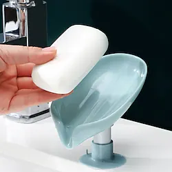 Leaf Shape Soap Box Drain Soap Holder Box Bathroom Shower Soap Holder sponge Storage Tray Creative Sucker Water-free Storage Box Lightinthebox