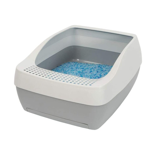 Deluxe Crystal Cat Litter Box System Scoop free Self Cleaning Underside Vents