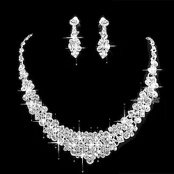 Bridal Jewelry Sets 1 set Clear Alloy Earrings Necklace Women's Simple Fashion Cute Geometrical Round Jewelry Set For Wedding Engagement Lightinthebox