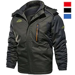 Men's Hoodie Jacket Ski Jacket Hiking Fleece Jacket Winter Outdoor Thermal Warm Waterproof Windproof Quick Dry Winter Jacket Coat Top Skiing Camping / Hiking Hunting Blue Green Black Red / Breathable Lightinthebox