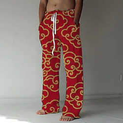 Inspired by Anime Character Shinobi Linen Pants Straight Trousers Baggy Pants Anime Elastic Drawstring Design Front Pocket Pants For Men's Adults' 3D Print Cotton Blend Daily Yoga Lightinthebox
