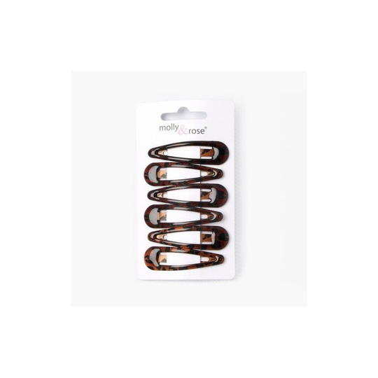 Ladies Girls 6 Pack 5cm Brown Tortoise Colour Sleepies Hair Grips Clip