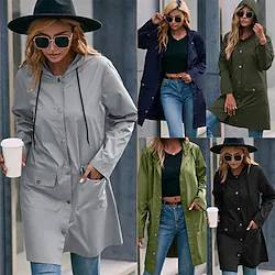 Women's Rain Jacket Waterproof Hiking Jacket Raincoat Windbreaker Winter Outdoor Quick Dry Lightweight Breathable Outerwear Hoodie Parka Trench Coat Camping Hunting Fishing Navy Green Dark Lightinthebox