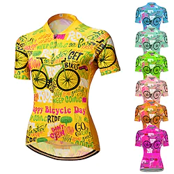 21Grams Women's Short Sleeve Cycling Jersey With 3 Rear Pockets Summer Bicycle Riding Bike Top Breathable Quick Dry Moisture Spandex Polyester Dark Pink Light Green Blushing Pink Mountain Bike MTB Lightinthebox