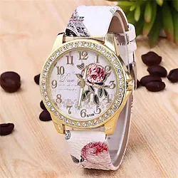 Women's Quartz Watch Printed Belt Watch Gold Lettering Pattern Diamond Inlaid Women's Quartz Watch Lightinthebox