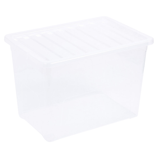 (75 Litre, Clear) Storage Boxes Stackable Container Lightweight