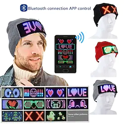 Christmas Halloween LED Display Beanie Hat Bluetooth APP DIY Smart Cap for Costumes Cosplay Party Masquerade led Screen Light up Cap Lightinthebox