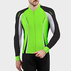 21Grams Men's Cycling Jersey Long Sleeve Bike Jersey Top with 3 Rear Pockets Mountain Bike MTB Road Bike Cycling Breathable Quick Dry Soft Reflective Strips Green Yellow Orange Novelty Polyester Lightinthebox