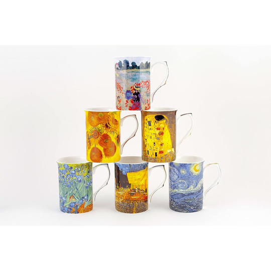 set of 6 fine bone china artists mugs