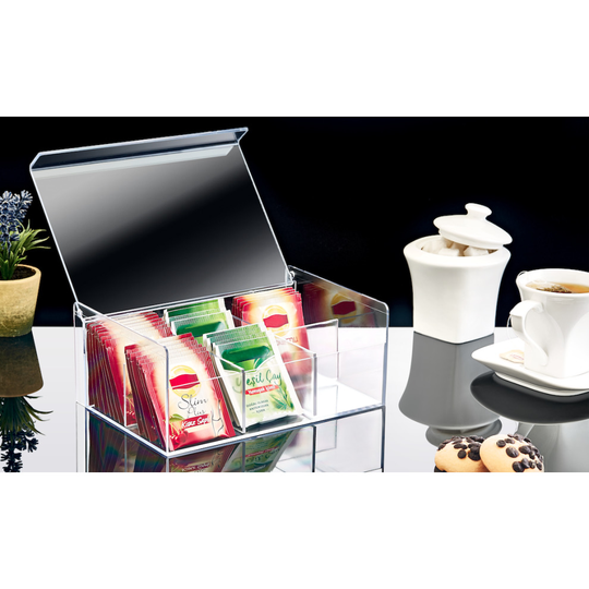 Tea Bags Clear Storage Box Container Organizer 6 Sections