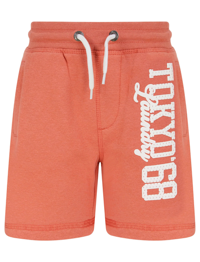 Jogger Shorts Boys Script Brushback Fleece Jogger Shorts in Faded Peach - Kids / 5-6 Years - Tokyo Laundry