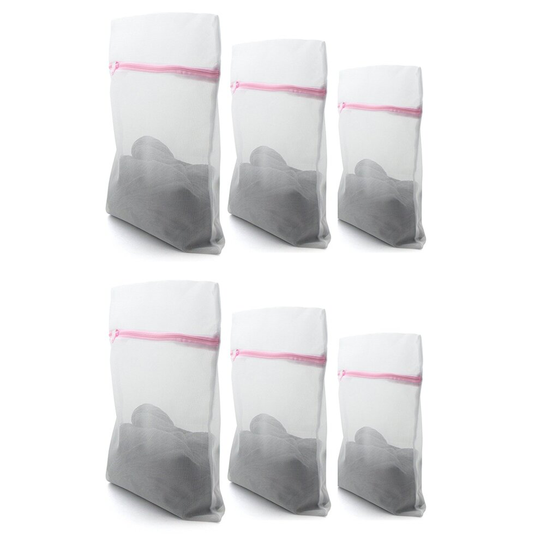 A Good Selection of Sizes 2 of 50x60cm, 2 of 40x50cm, 2 of 30x40cm Dense Net, Delicate Wash Zipped Laundry/ Washing fine Mesh Bags