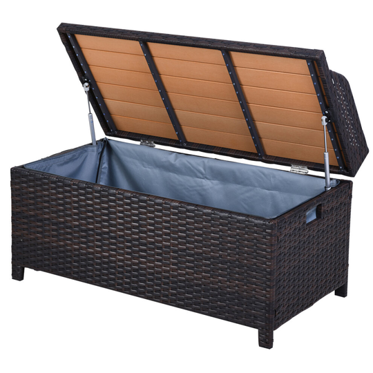 Outsunny Rattan Storage Bench Stool Box Seat Seater Wicker Brown