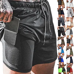 Men's Running Shorts Compression Shorts Drawstring 2 in 1 Bottoms Outdoor Athletic Breathable Quick Dry Moisture Wicking Gym Workout Running Jogging Sportswear Activewear Cobalt Blue Navy fluorescent Lightinthebox