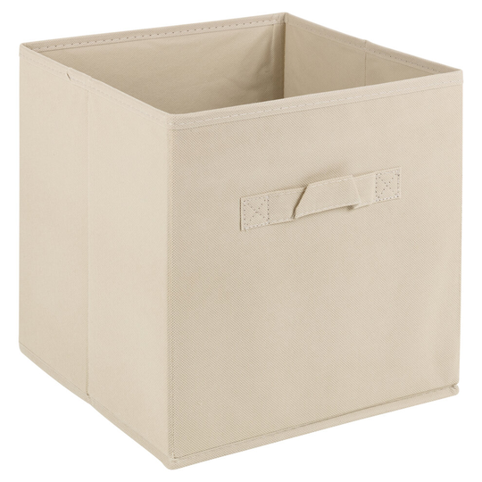(Beige Medium, 1) Collapsible Cube Storage Boxes Carry Handles