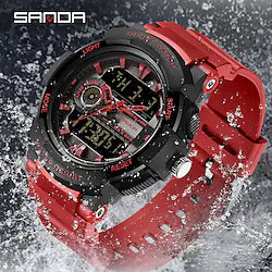 SANDA Sports Military Men's Watches Waterproof Dual Display Quartz Wristwatch For Male Clock Stopwatch Lightinthebox