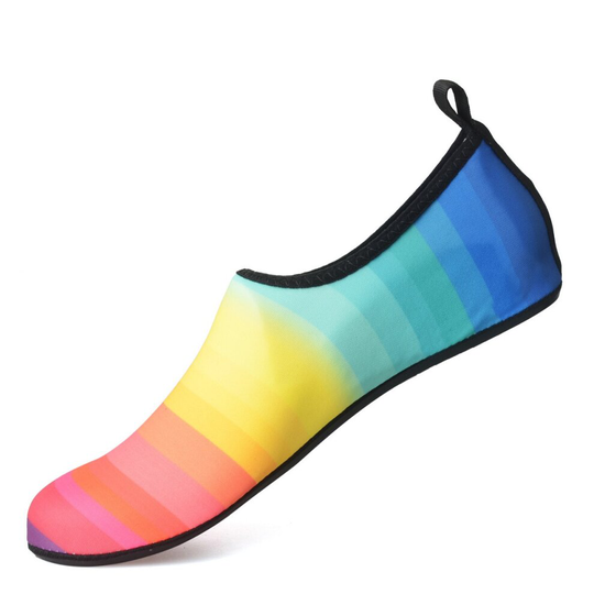 (Rainbow, M:UK 5-6 EU 38-39) Water shoes quick-dry aqua socks barefoot