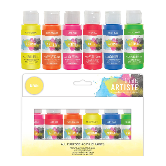 Docrafts Artiste Acrylic Paint Pack 6x59ml Neon