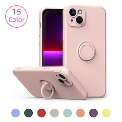 Phone Case For Apple Back Cover iPhone 14 iPhone 13 Pro Max 12 Mini 11 X XR XS Max 8 7 Ring Holder Shockproof Solid Colored TPU Lightinthebox