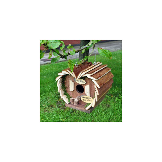 Natures Market HOTEL3 Wooden Wood Small Love Bird House Hotel Hanging Nesting Box