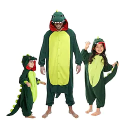 Kid's Kigurumi Pajamas Dinosaur Animal Patchwork Onesie Pajamas Flannel Toison Cosplay For Boys and Girls Christmas Animal Sleepwear Cartoon Festival / Holiday Costumes / Leotard / Onesie Lightinthebox